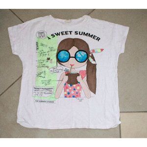 Zara Girls "A Sweet Summer" Lt Pink Graphic Tshirt
